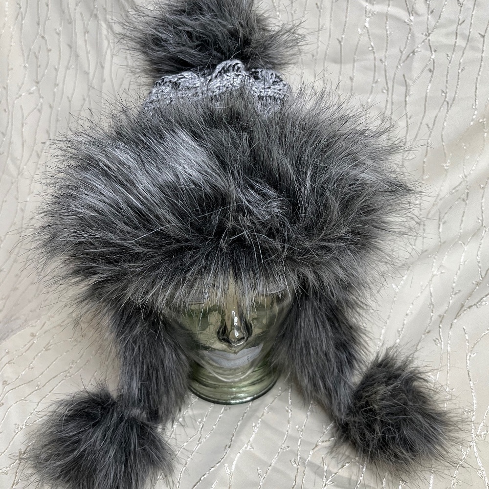 Knit furry beanie